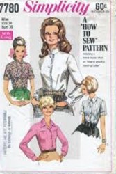 7780 Simplicity 1968  Short - Long Sleeve Blouse, 2 Collar Types Pattern 18 40b